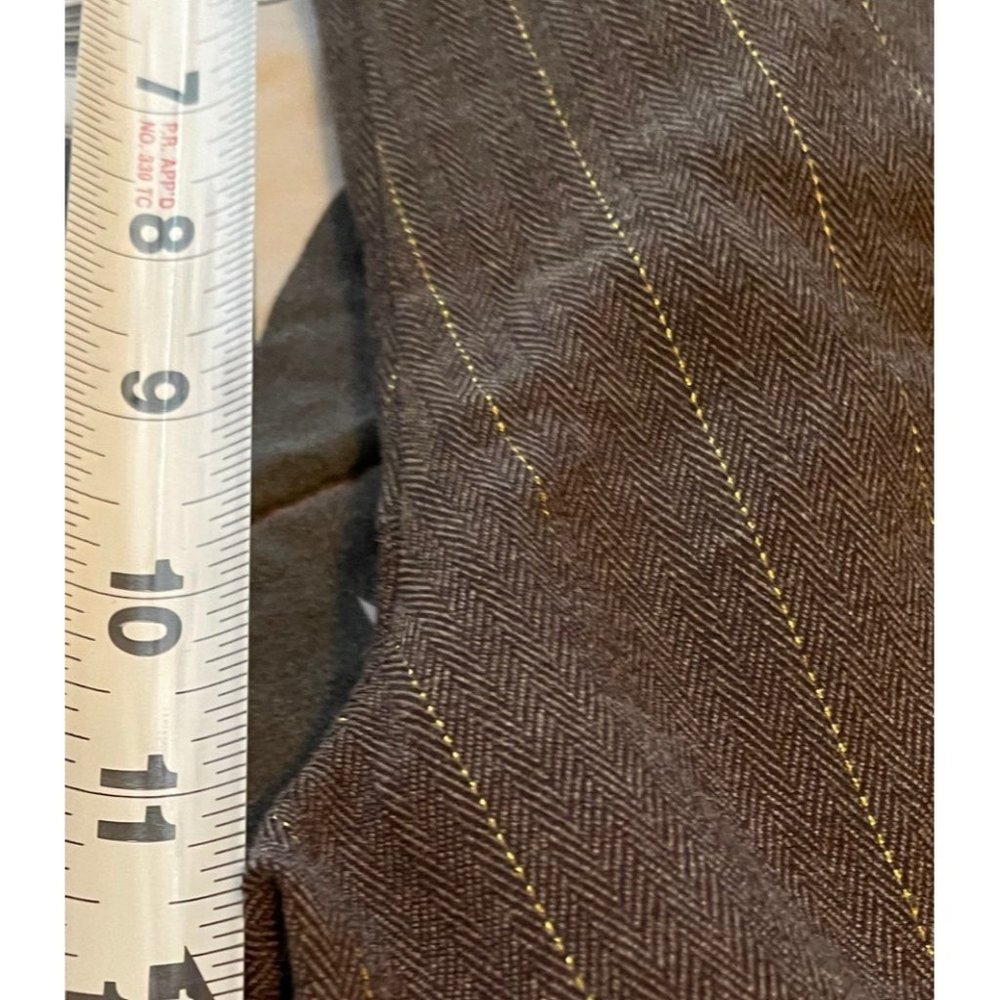 COPPER‎ KEY WIDE LEG TROUSER SIZE 14 BROWN PINSTRIPE GOLD THRED STRIPE - Picture 8 of 8